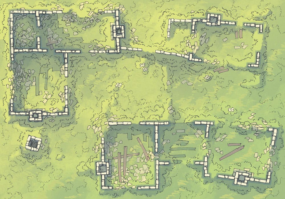 Illustration of fantasy ruins by 2minutetabletop