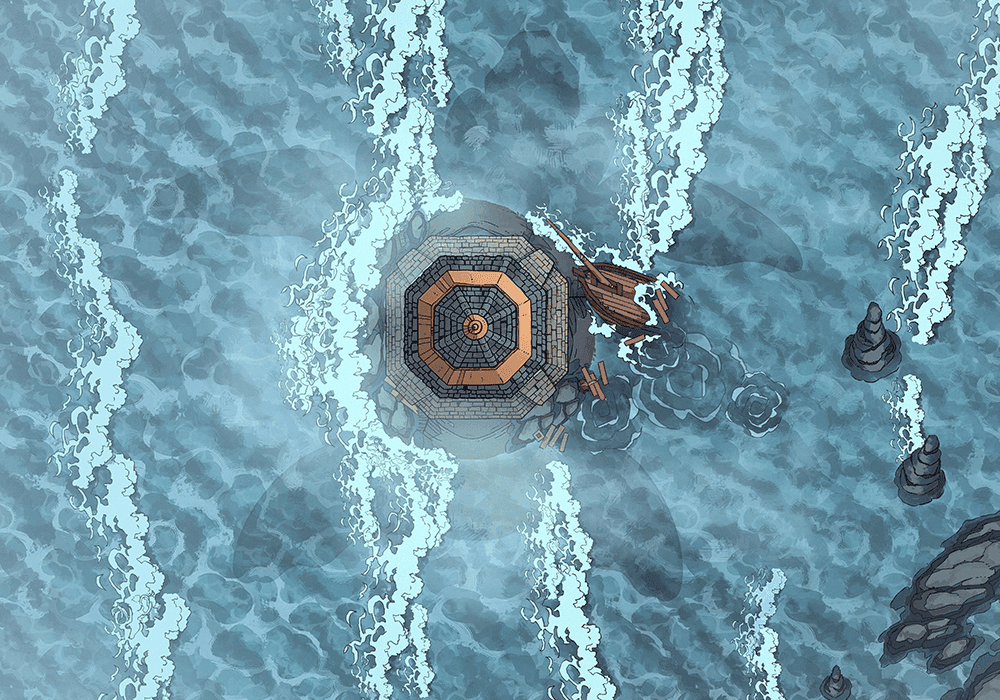 Illustration of fantasy colossal turtle, lighthouse by 2minutetabletop
