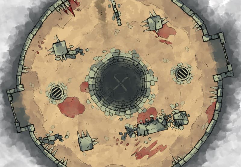 Illustration of fantasy pit, arena by 2minutetabletop