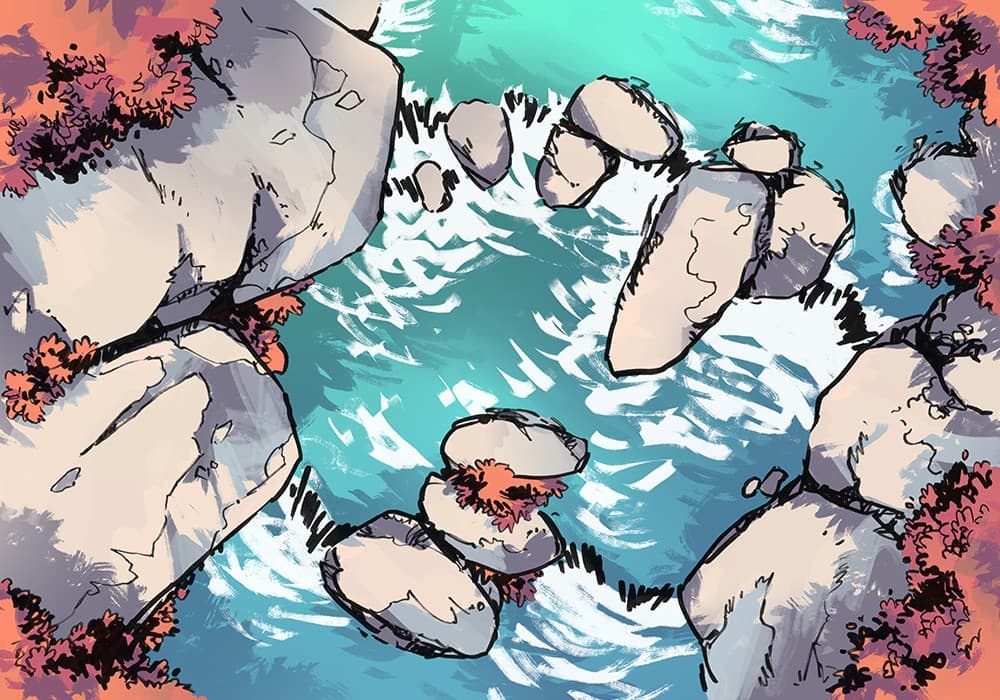 Illustration of fantasy river by 2minutetabletop