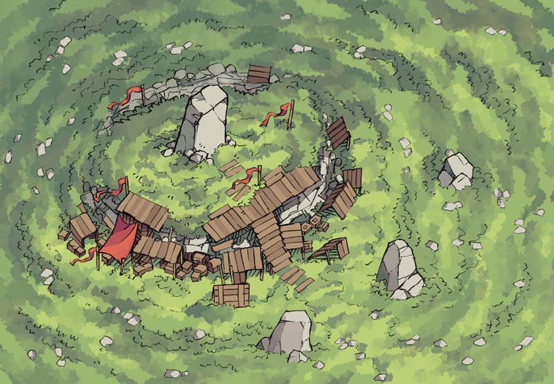 Illustration of fantasy menhir, rock, podium by 2minutetabletop