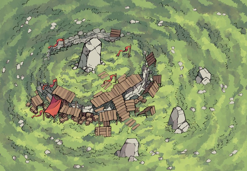 Illustration of fantasy menhir, rock, podium by 2minutetabletop