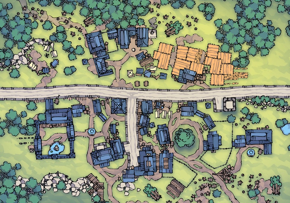Illustration of fantasy town by 2minutetabletop